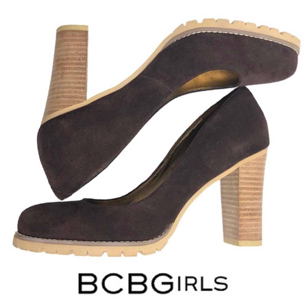 Pumps Brown suede chunk heels